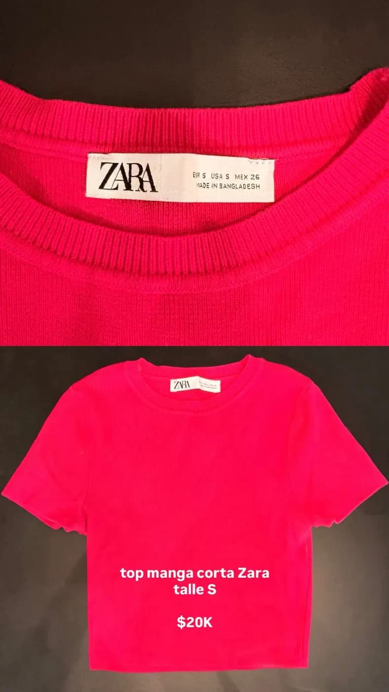 Top Manga Corta tejido Zara