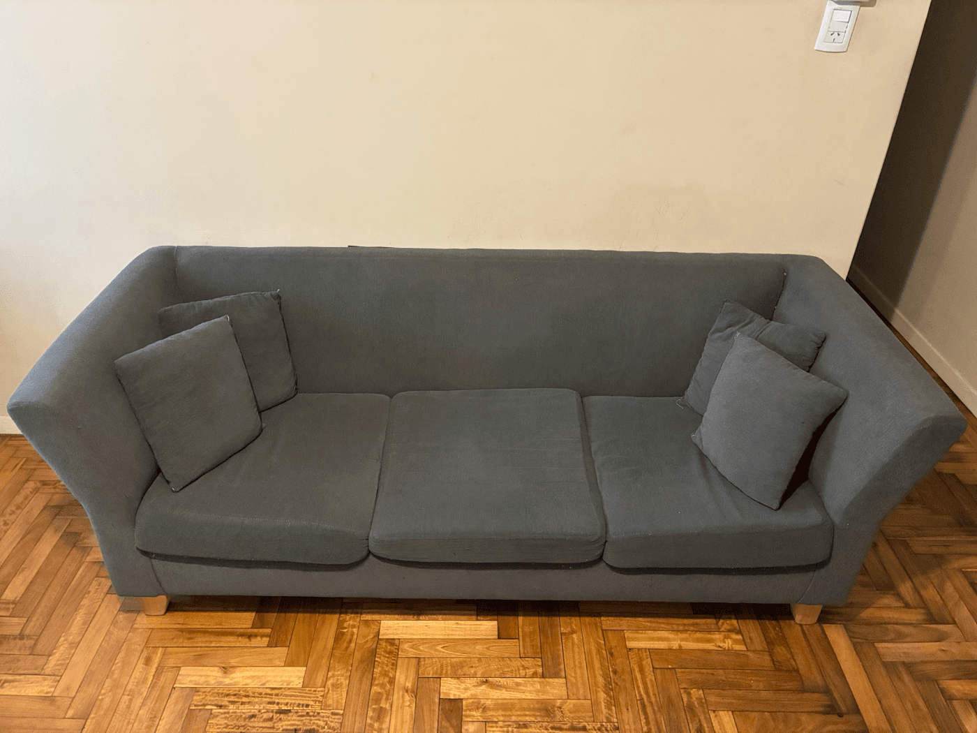 Sillón de 3 cuerpos en chenille gris
