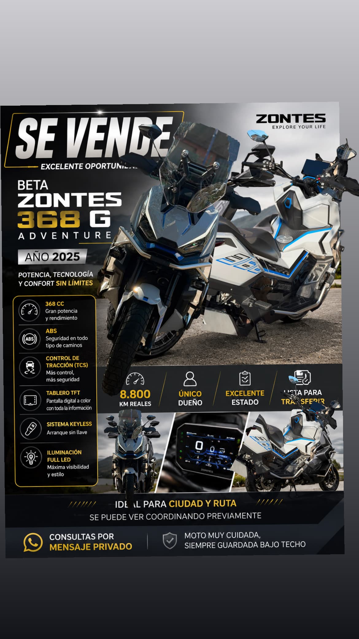 Moto impecable , súper oferta , año 2025, se vende x enfermedad ya no puede usarla