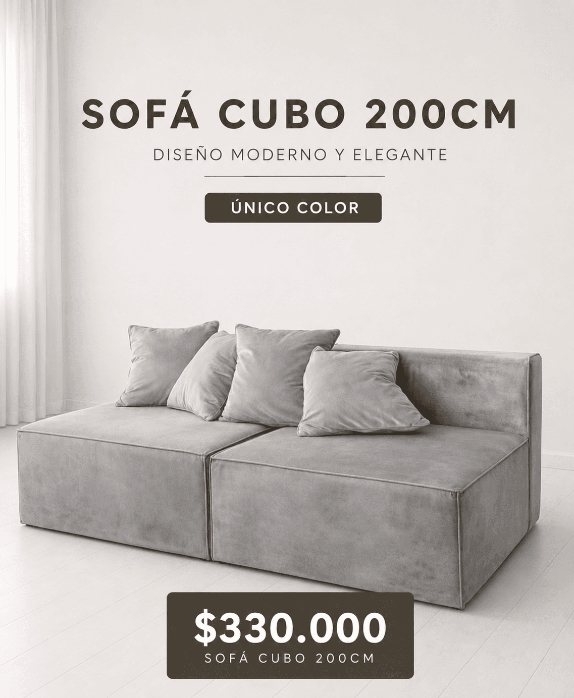 Sofá cubo 2 módulos 2.00 Mt totales