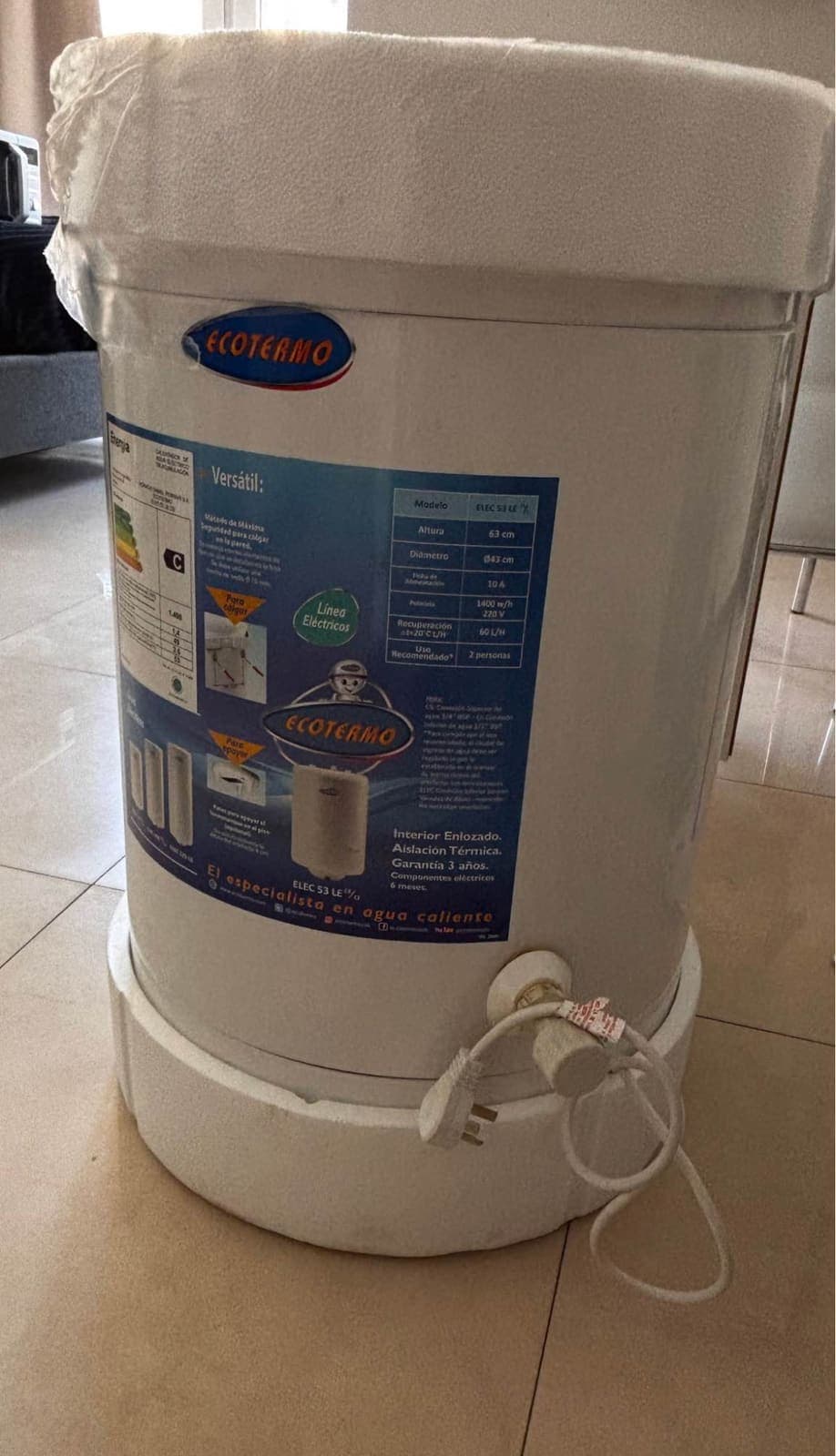 Termotanque Ecotermo 49l Conexión Superior - Como nuevo
