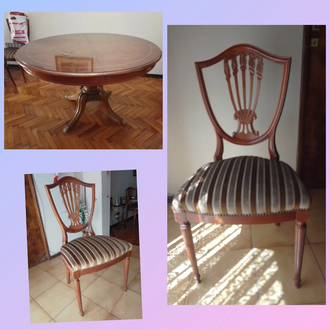 Mesa de comedor, se abre, para 6 personas con 6 sillas