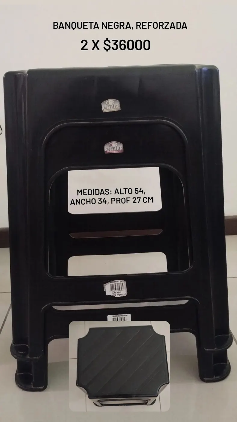 Banqueta negra reforzada x2