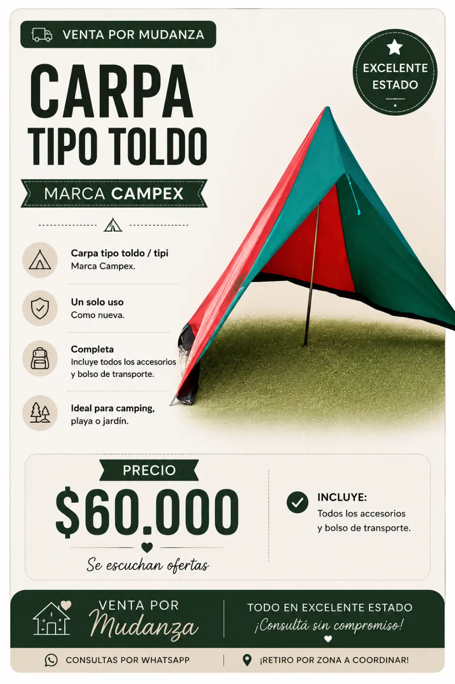 Carpa para playa o camping