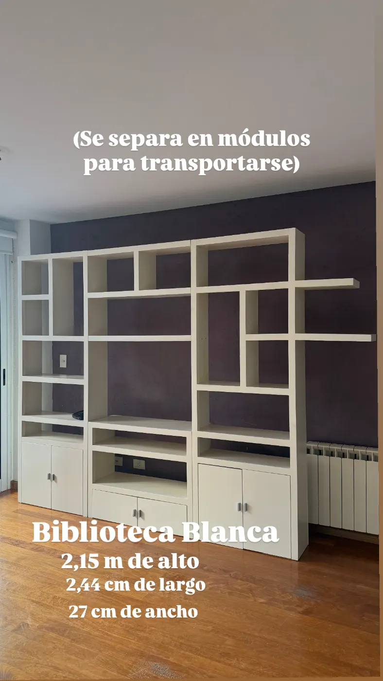 Biblioteca blanca modular grande (2,15m alto x 2,44m largo)