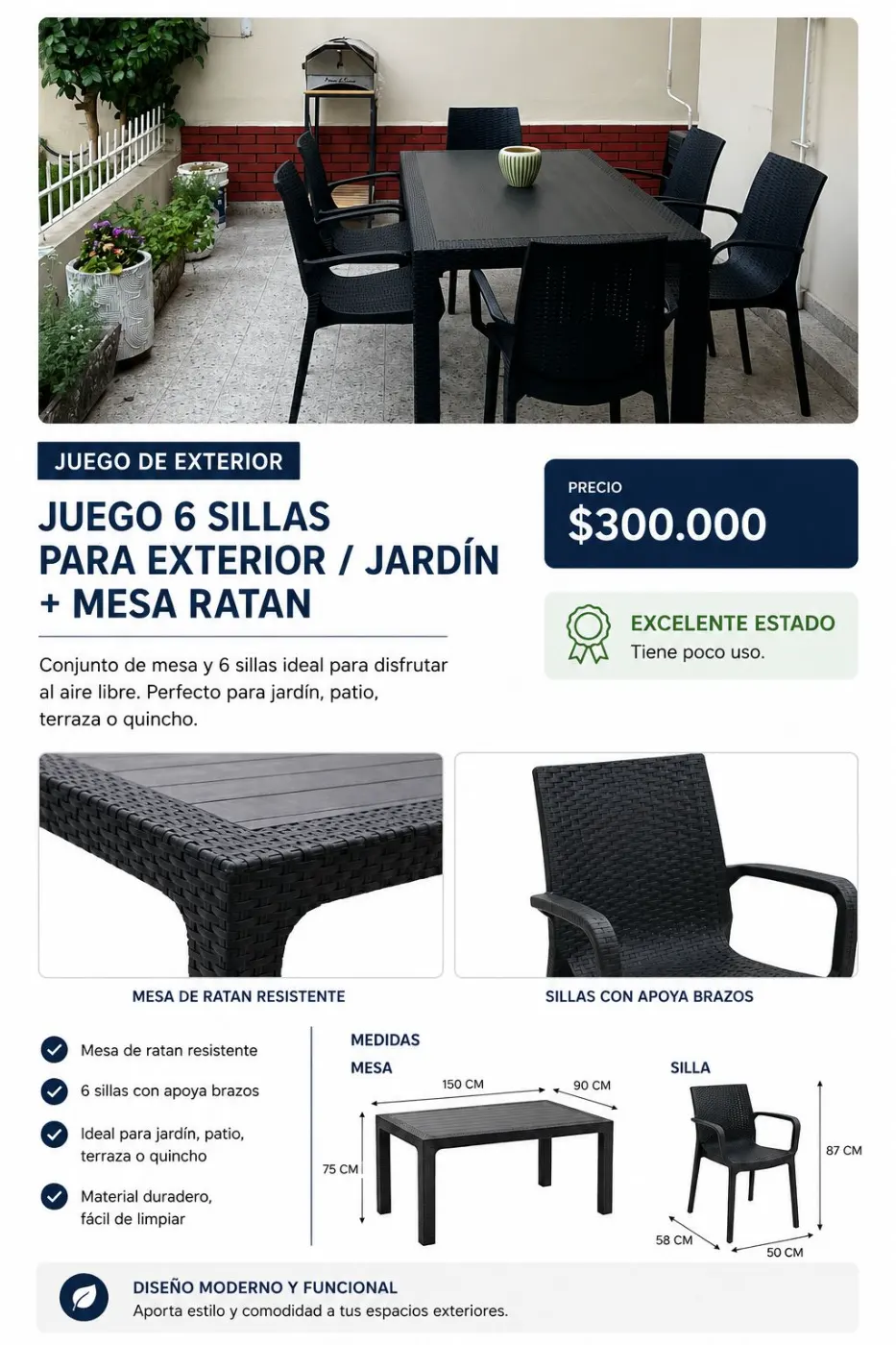 Juego Sillas y mesa para exterior Ratan