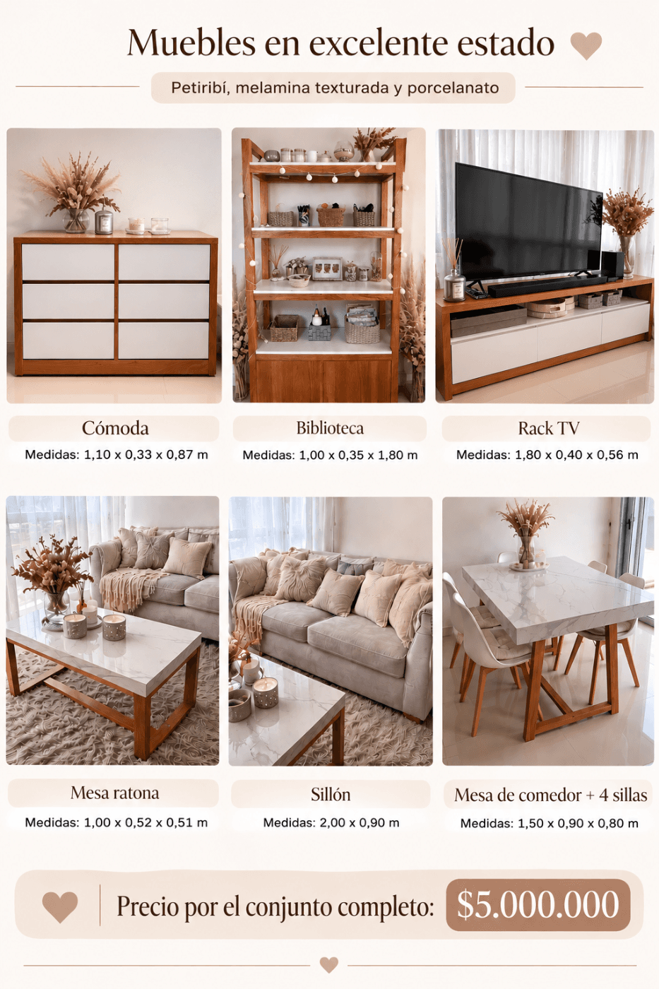 Vendo mis muebles por mudanza