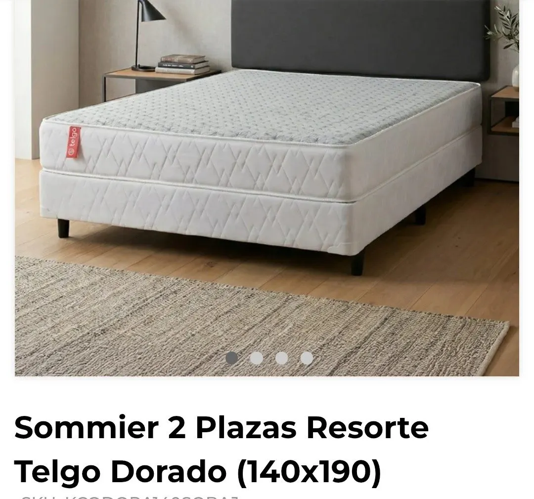 Sommier nuevo 2 Plazas Resorte Telgo Dorado (140x190 liquido