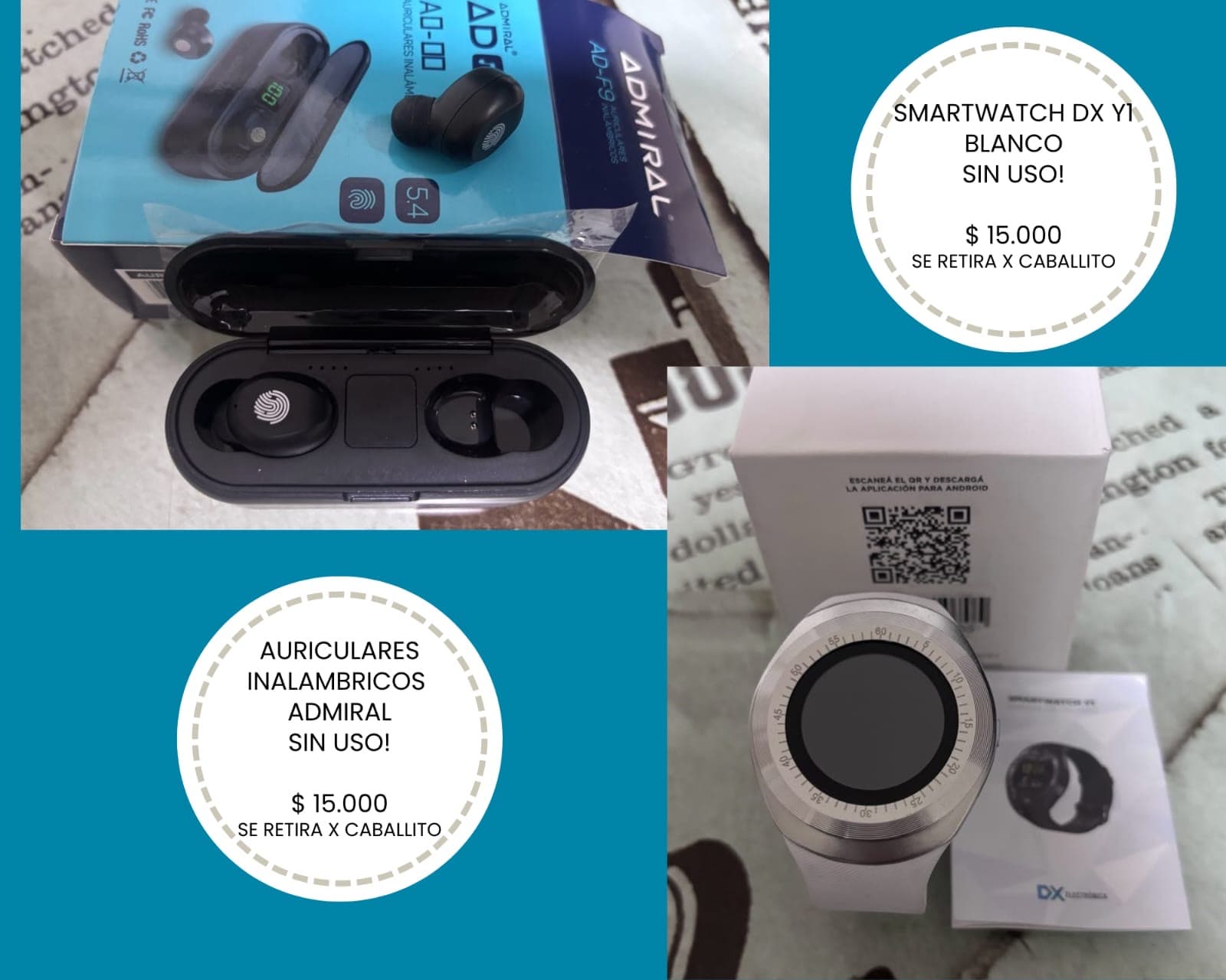 Reloj y auriculares sin uso