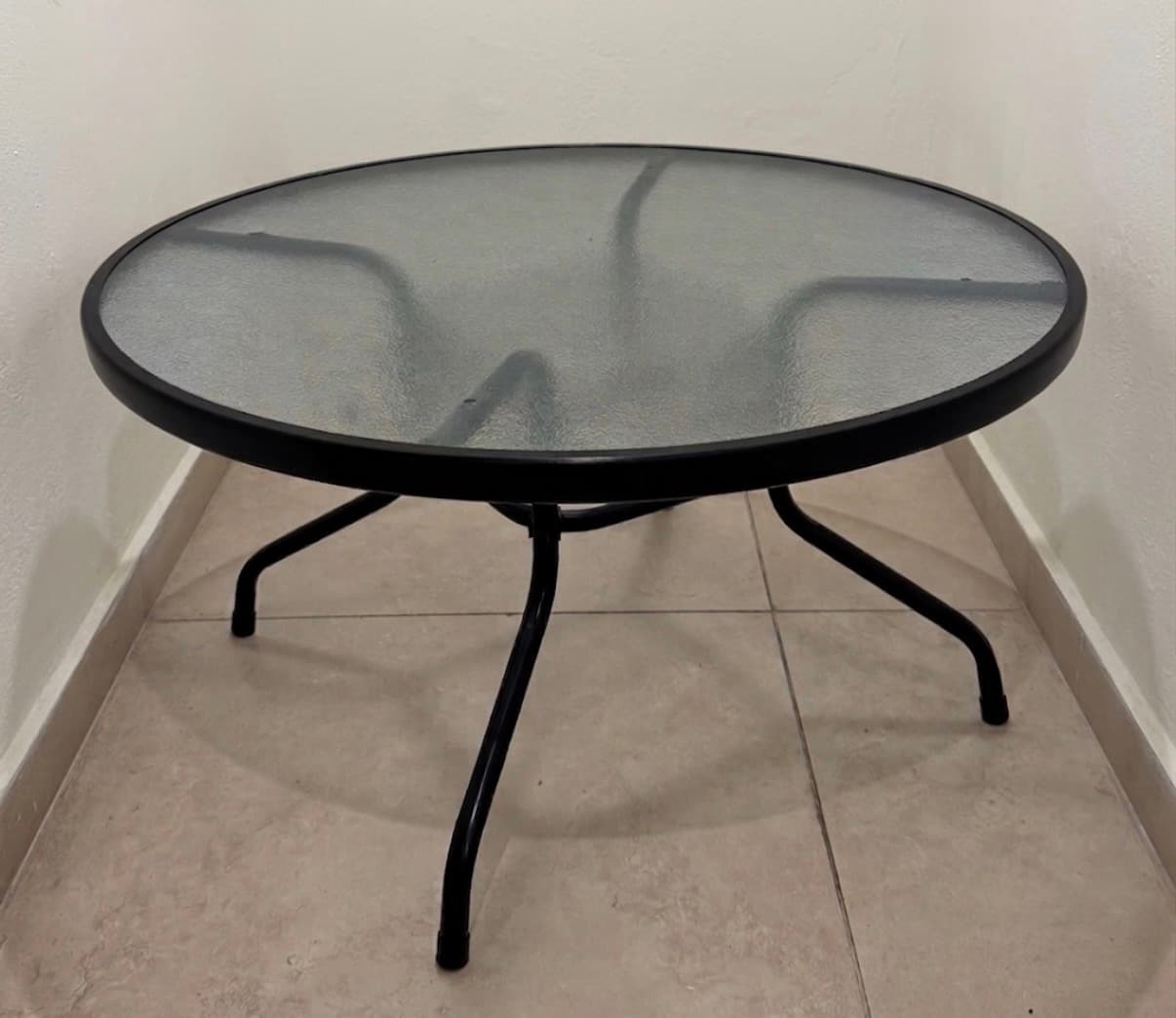 Mesa Redonda Jardín Vidrio Acero 86cm