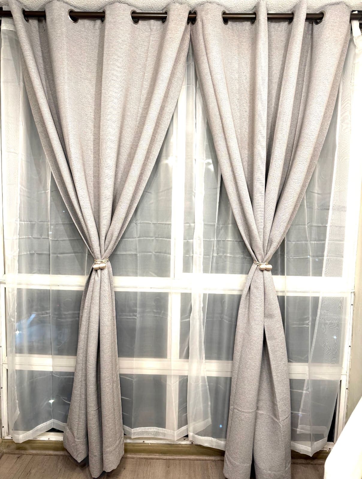 Pack x6 Cortinas Blackout Gris Largas / Piso a techo