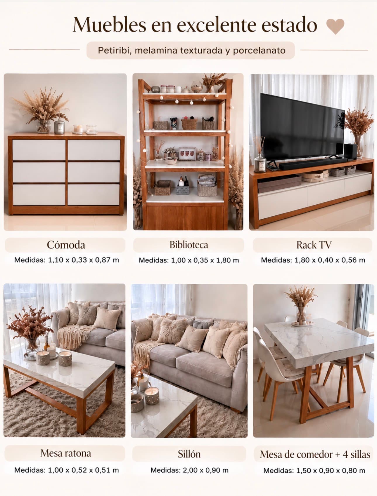 VENDO CONJUNTO DE MUEBLES POR MUDANZA
