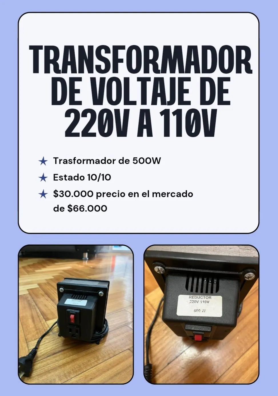 Transformador de voltaje de 220V a 110V