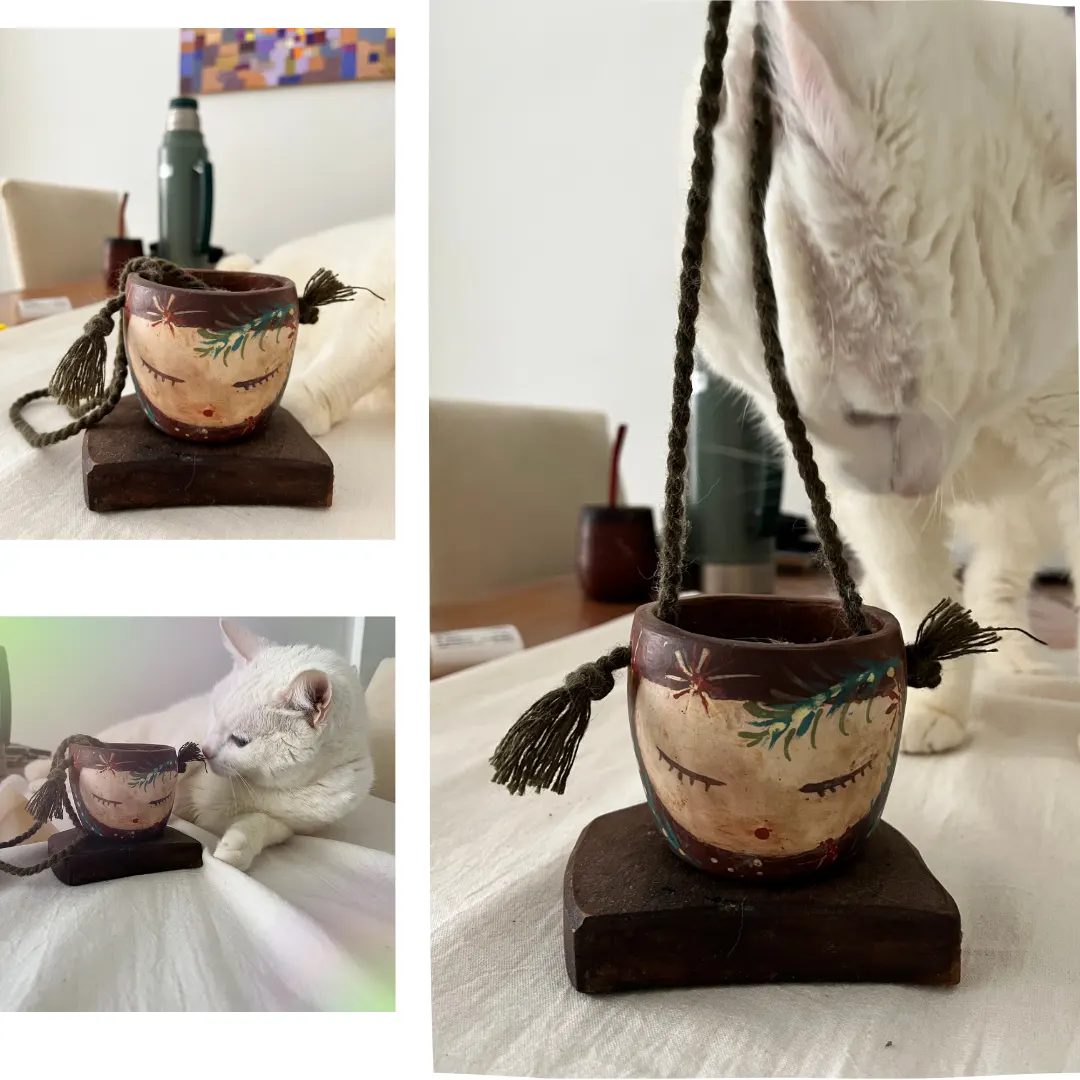 Maceta Artesanal de Madera Pintada a Mano (Colgante / Apoyo)